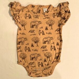 Kate Quinn Ruffle Romper Girls 18-24M Bears Spice Organic Cotton Bodysuit Onesie